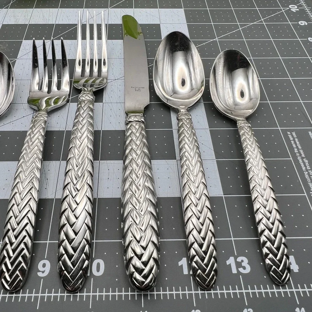 Ralph Lauren Equestrian Braid Flatware 10pc Set 2 Place Settings Vintage 1991